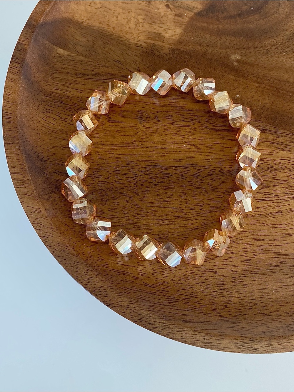 4/$15 Crystal Faceted Stretch Bracelet in Champagne